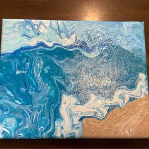 Original Acrylic Pour Painting- “Beach Time”